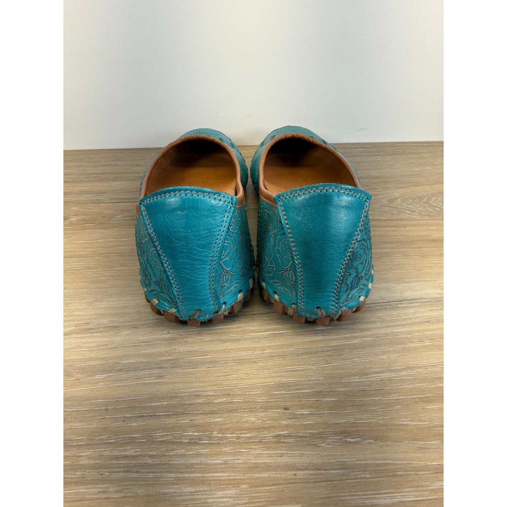 Spring Step Kenyetta Flats Turquoise Laser Cut Leather Boho Chic EU 38 US 7.5-8 - Picture 6 of 11